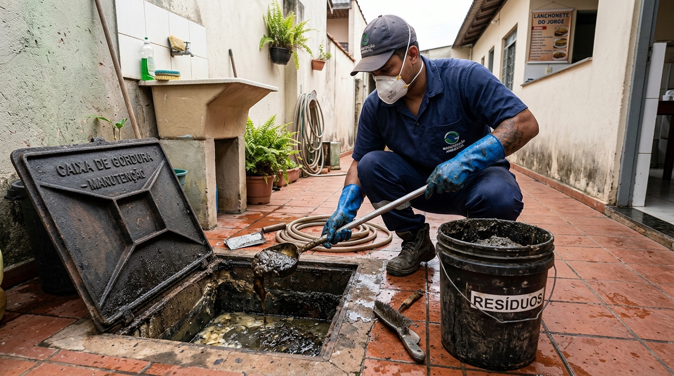 Remoção de lodo de caixa de gordura em Contagem-MG